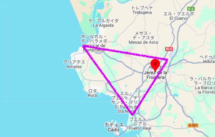 シェリーの産地「三角地帯」の地図